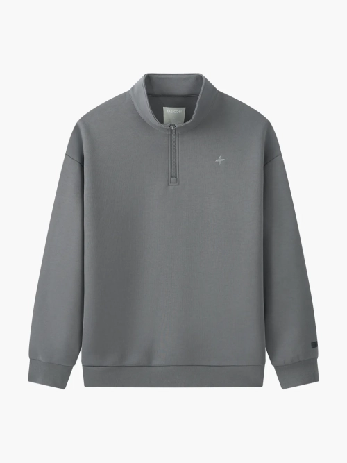 Áo sweater polo nam khóa kéo nửa form oversize Basicon