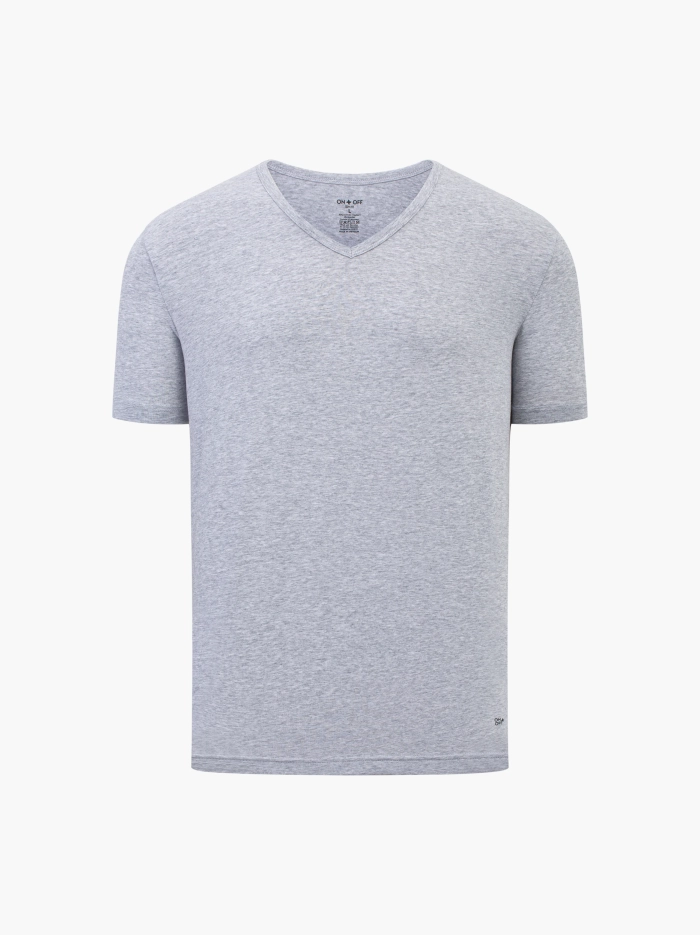 Áo thun cộc tay nam Cotton Compact cổ tim