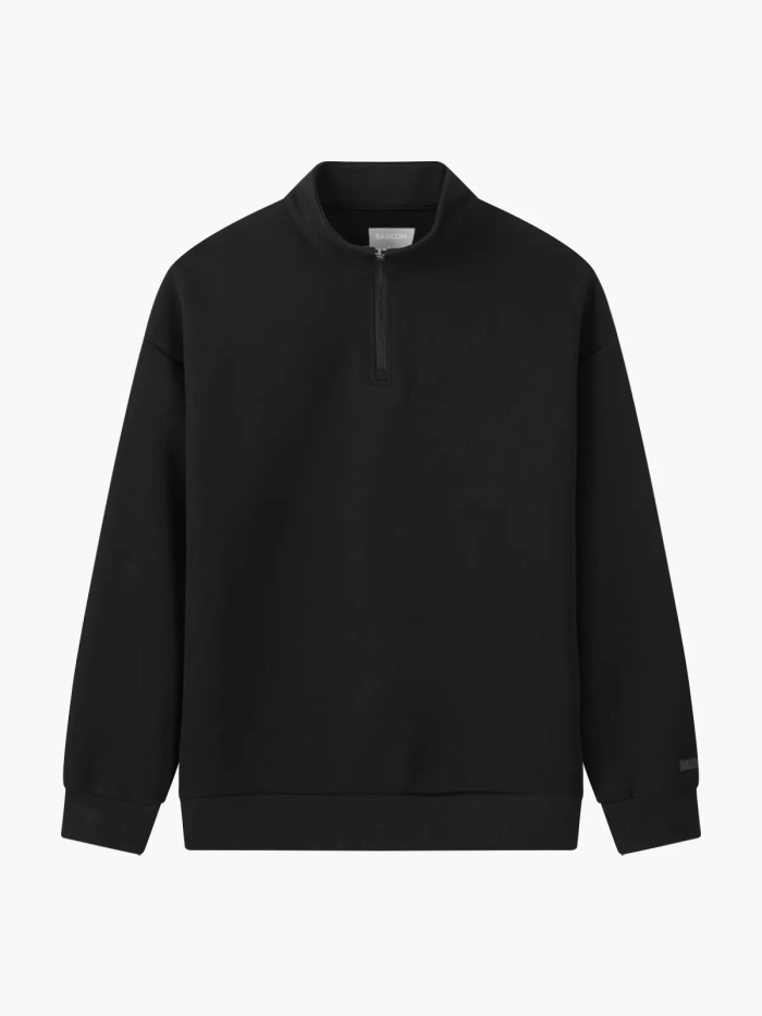 BASICON™ Áo sweater polo nam khóa kéo nửa form oversize