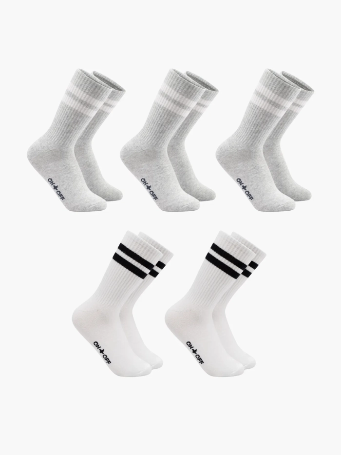 Combo 5 tất unisex cổ cao Cotton Kẻ Sọc