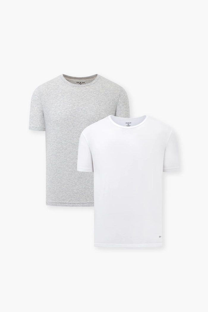 Combo 2 Áo Thun Cộc Tay Nam Cotton Compact Cổ Tròn